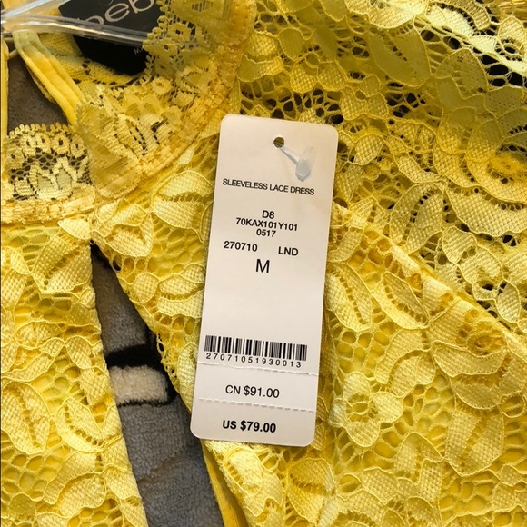 Bebe sleeveless lace dress yellow size Medium - Picture 7 of 8